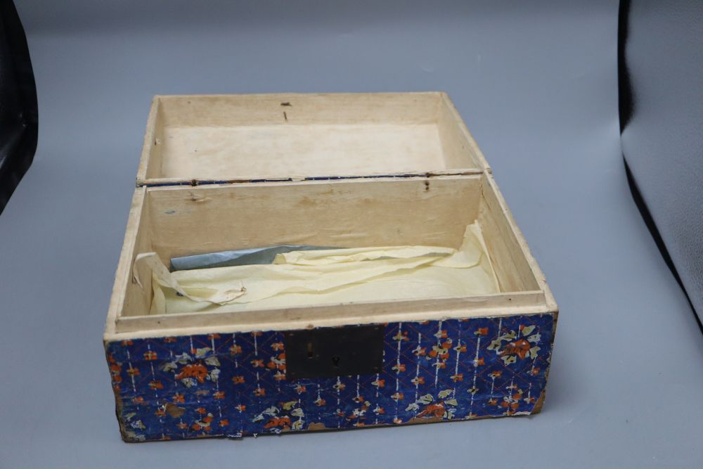 A French stencilled paper marriage box, c.1840, length 32.5cm